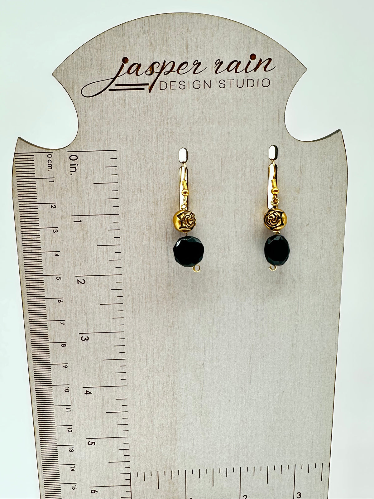 Gold Roses and Rainbow Obsidian earring