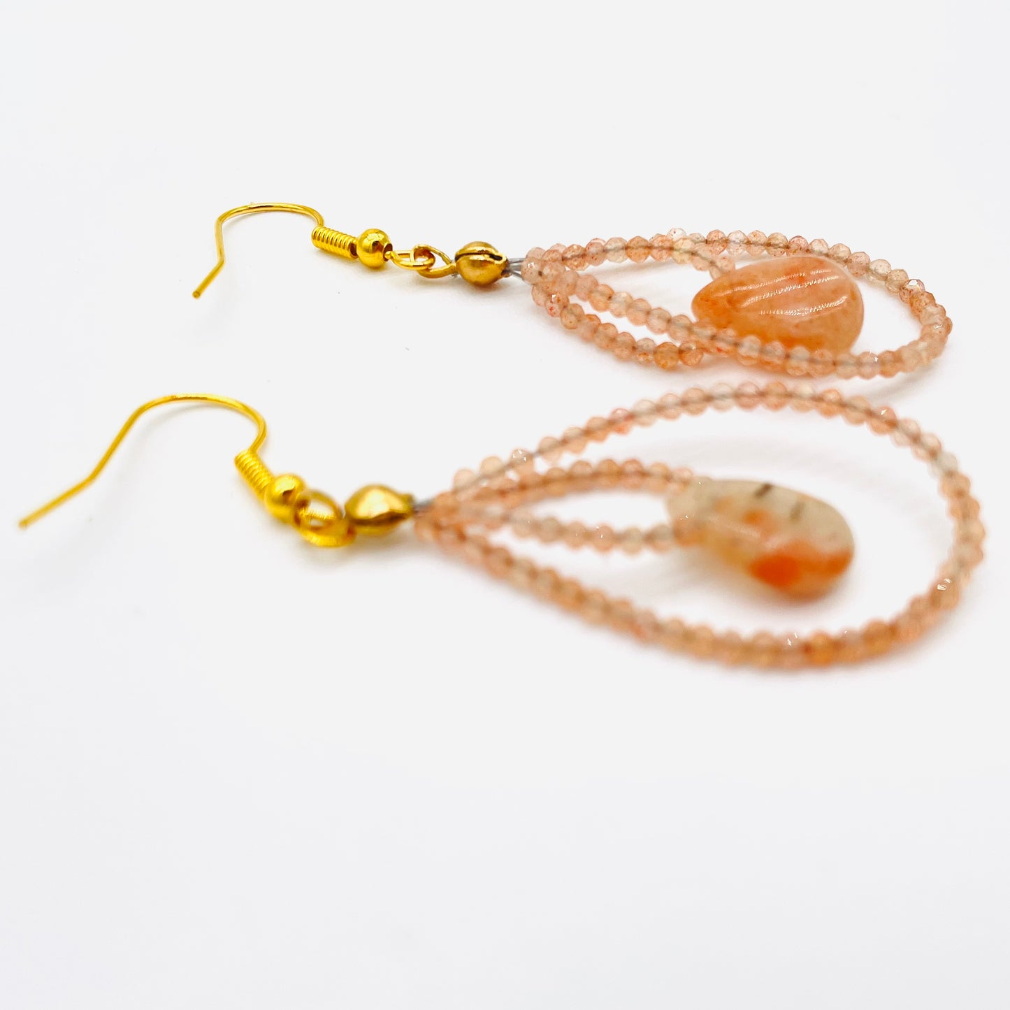 Sparkling Sunstone dainty teardrop earrings