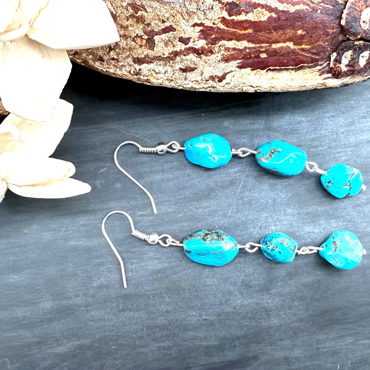 Turquoise Nugget Long Dangles