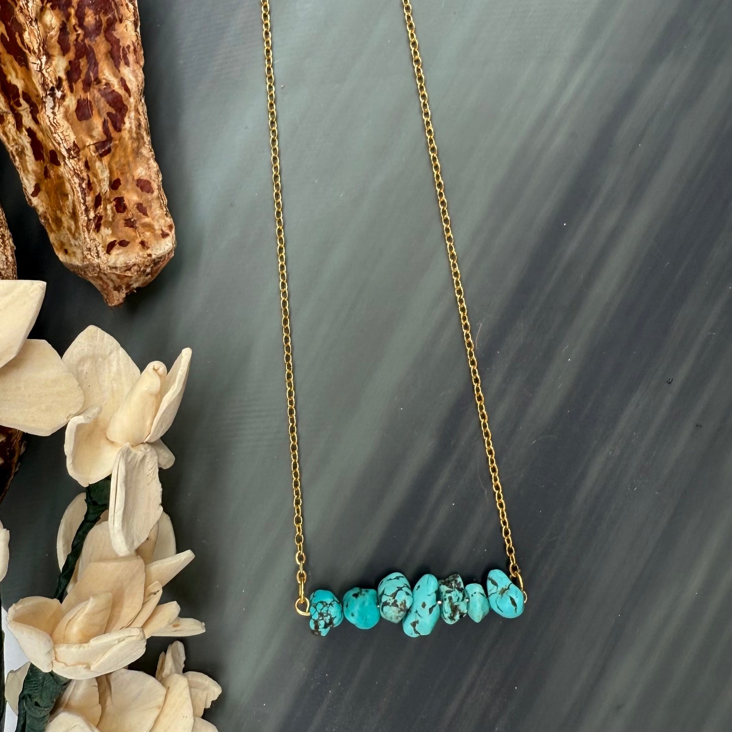 Natural Turquoise Chip Necklace