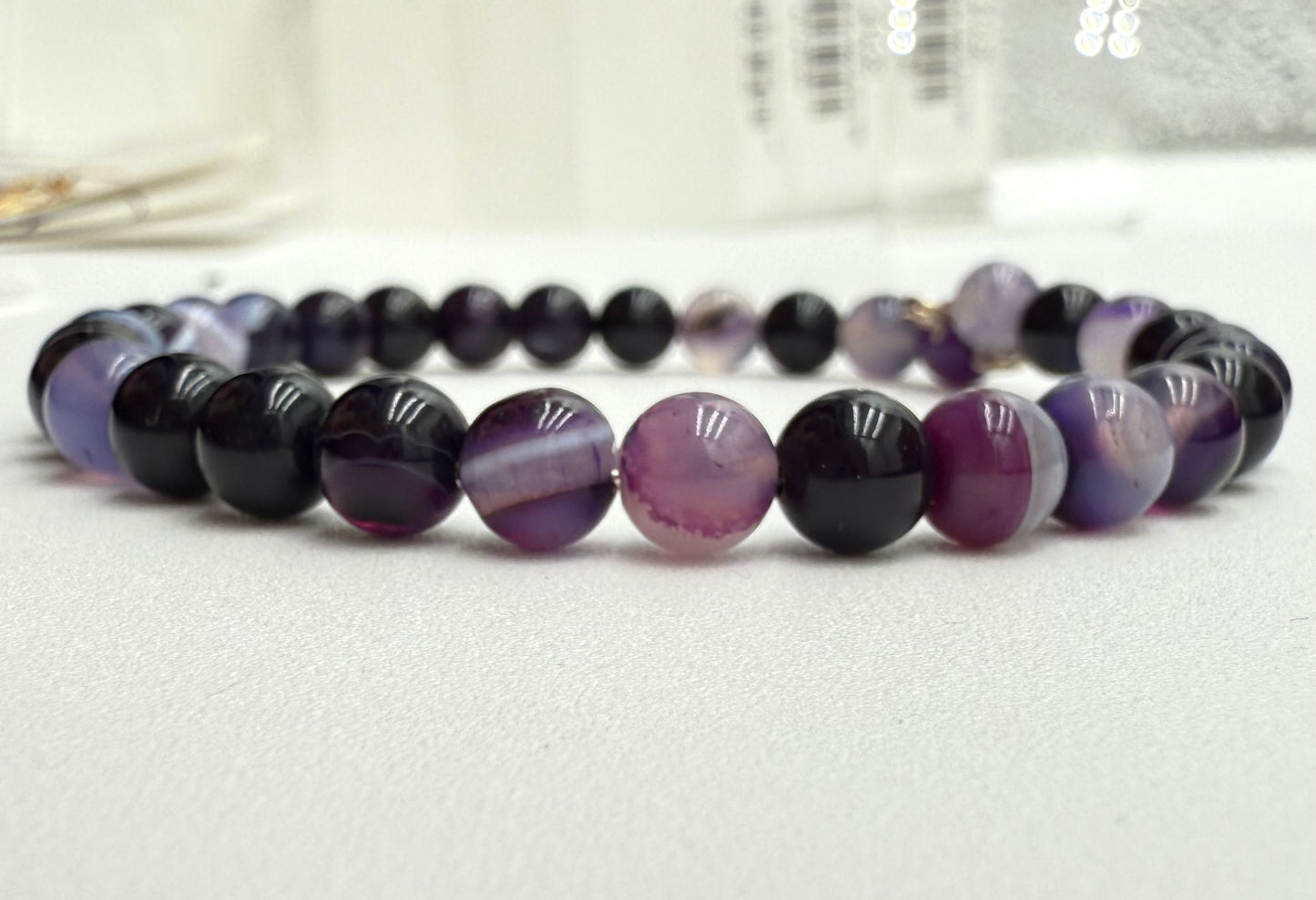 Purple Agate memory wire braclet
