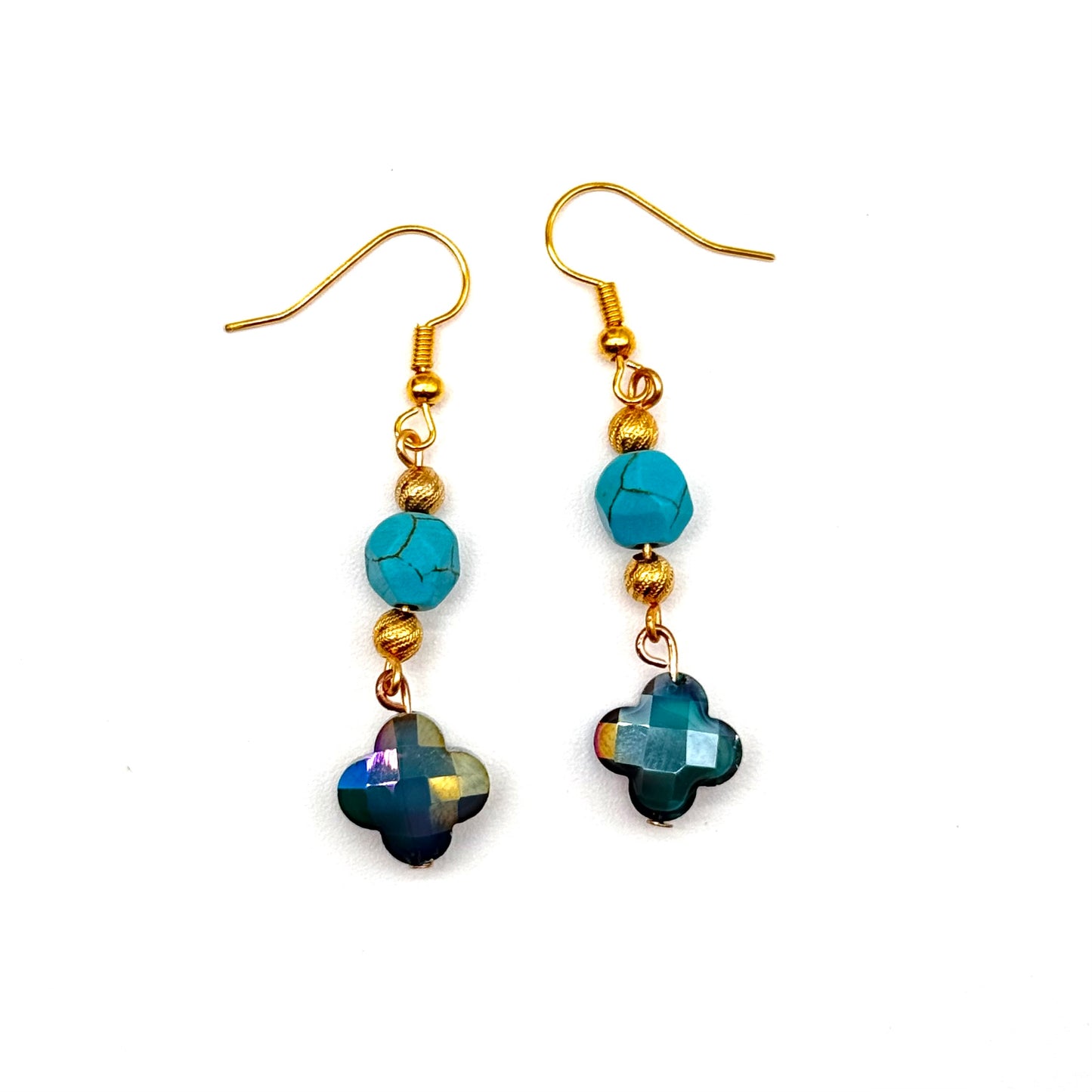 Turquoise Howlite and glass earrings