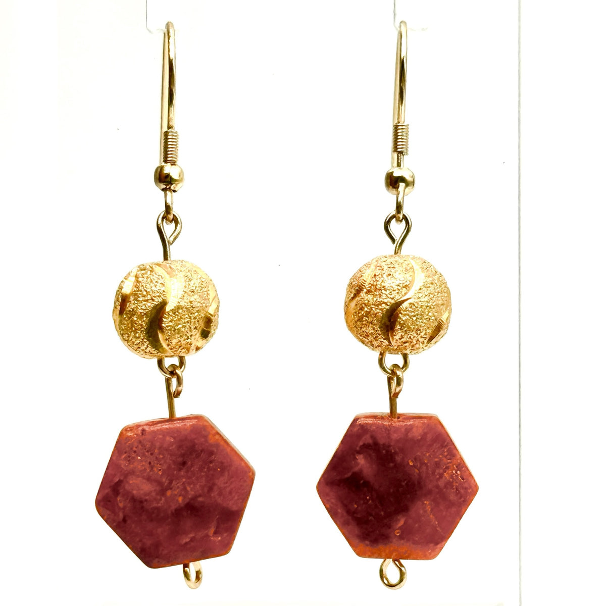 Red Jasper and Gold Dangle Earrings