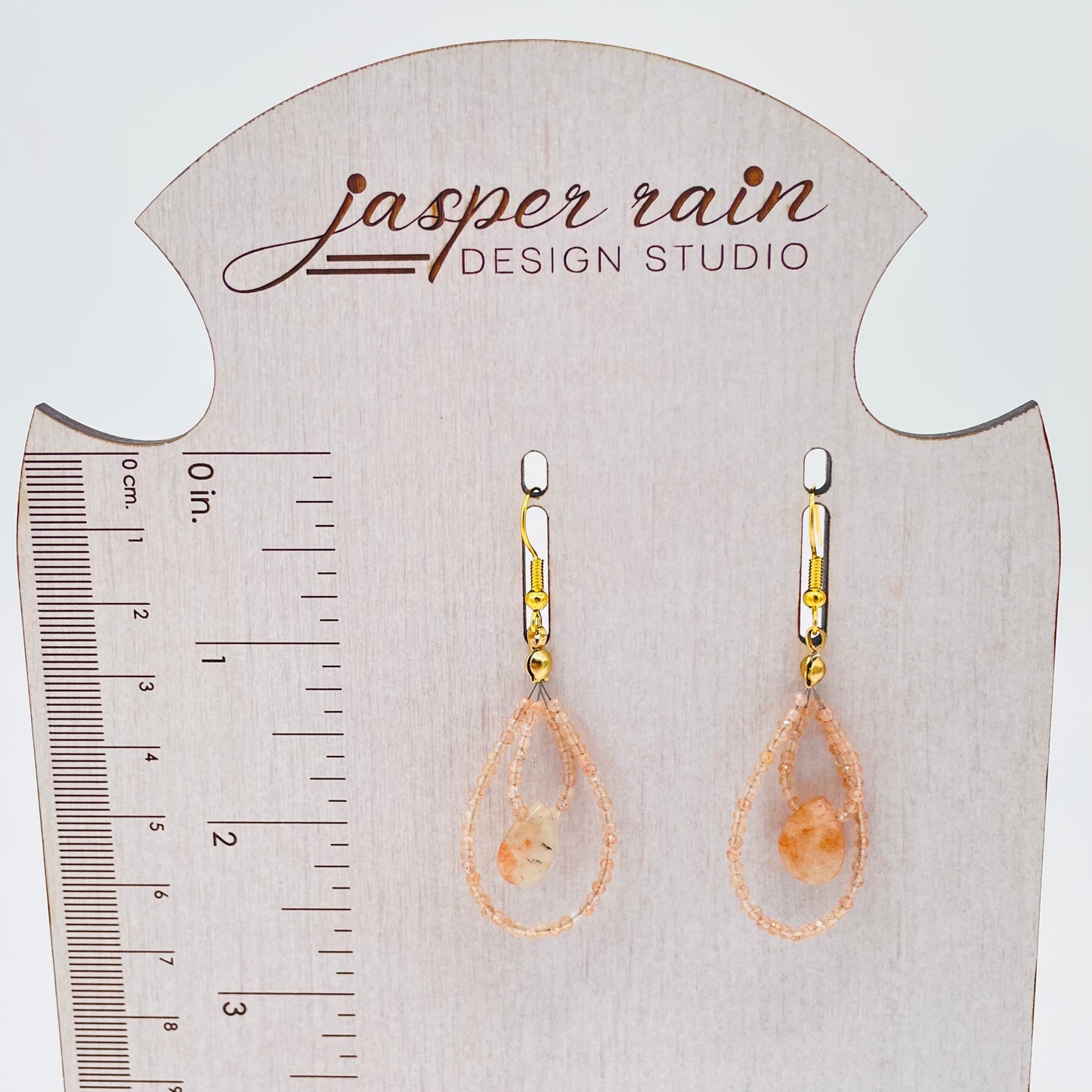 Sparkling Sunstone dainty teardrop earrings