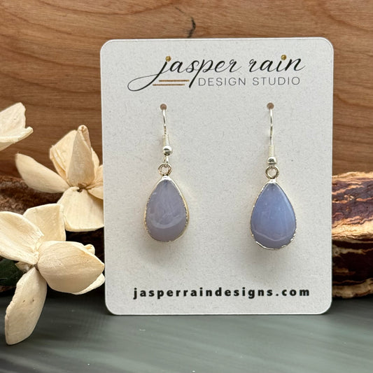 Blue  Chalcedony stone earrings in silver