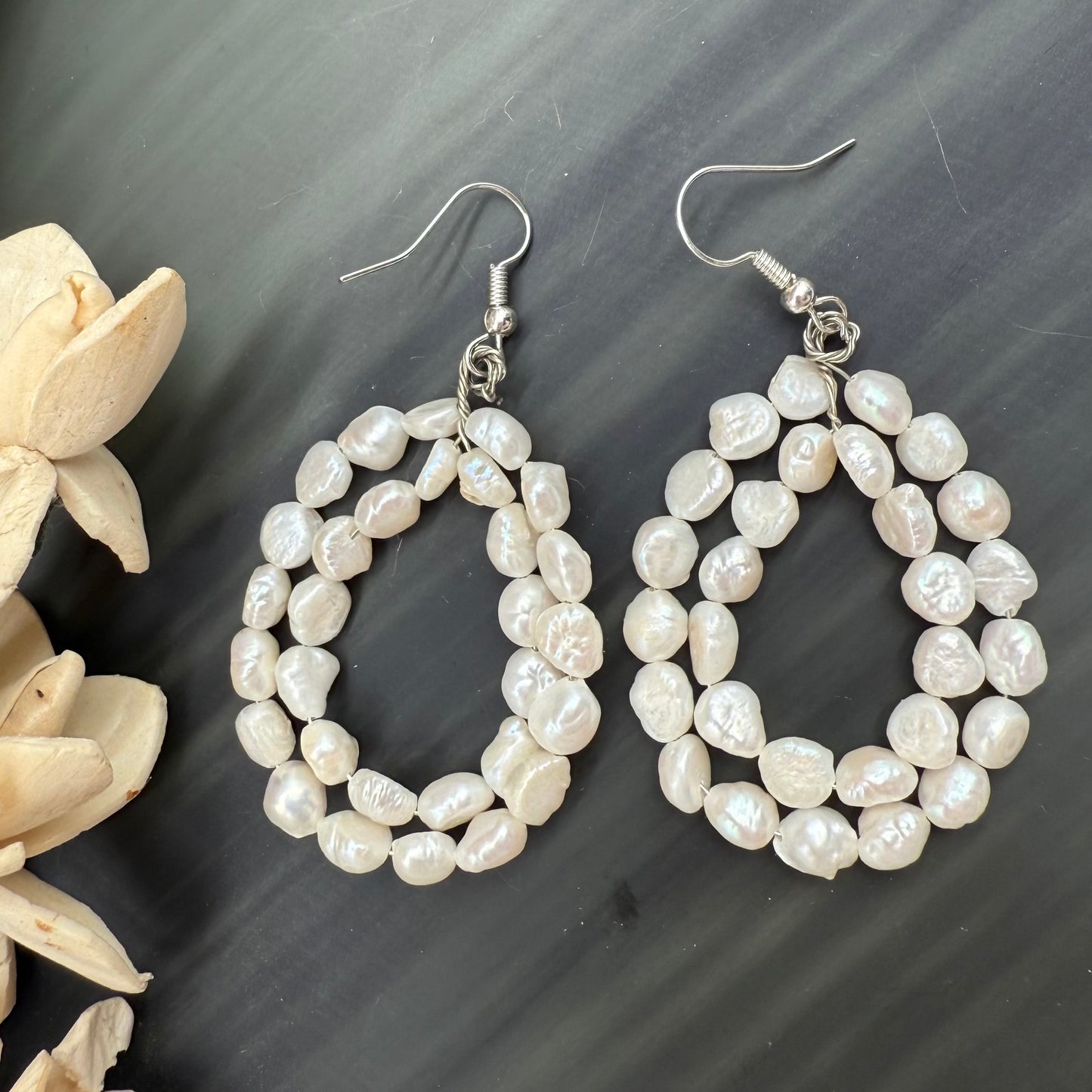 Pearl hoop earrings