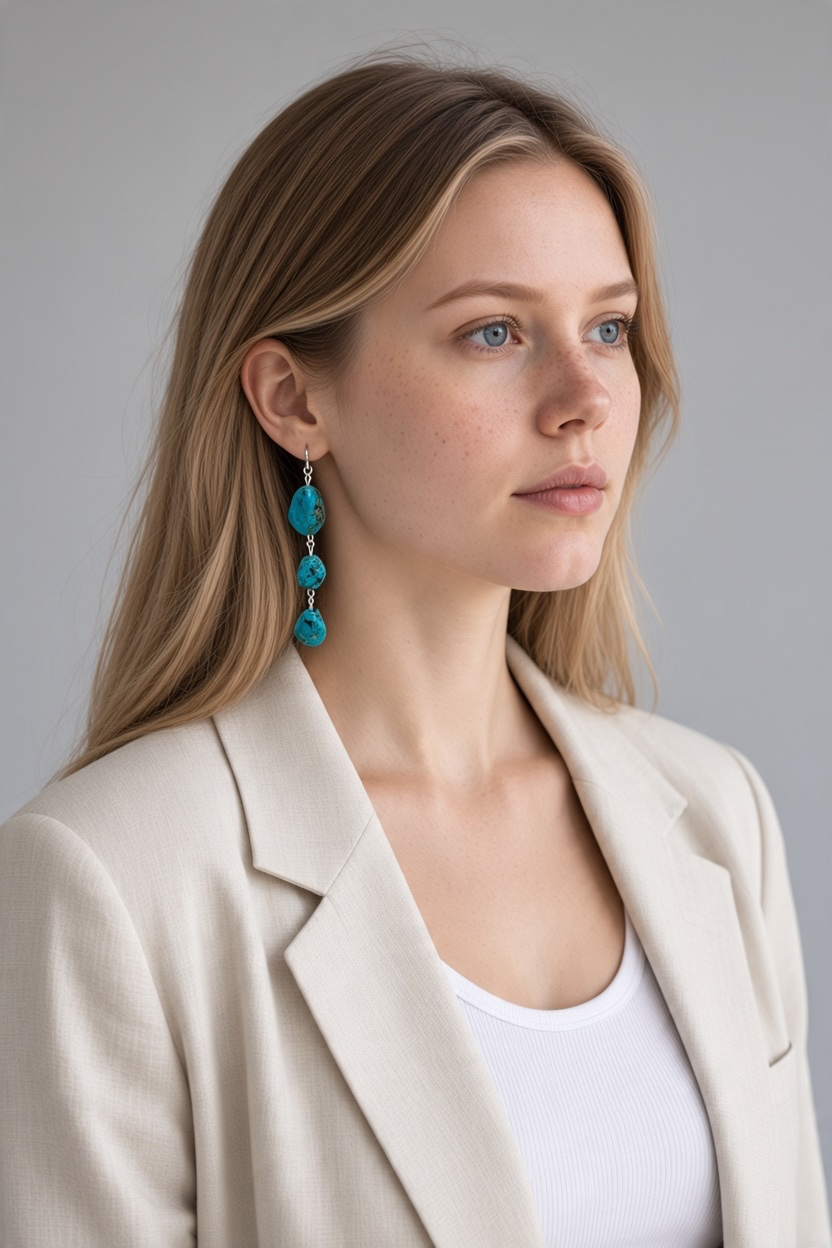 Turquoise Nugget Long Dangles