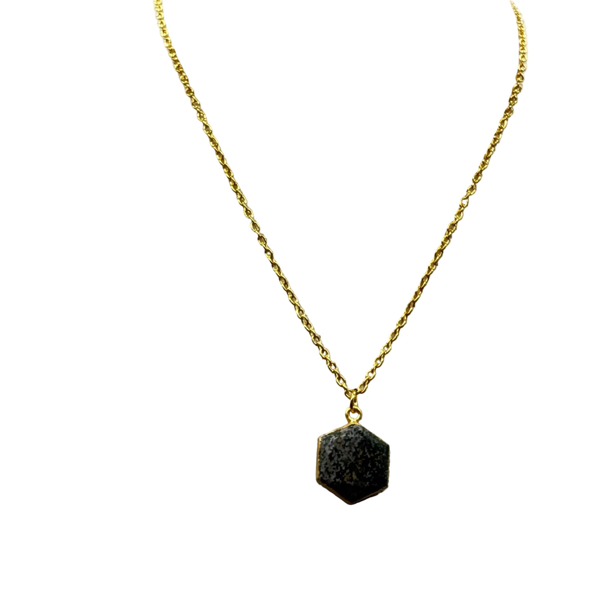 Ocean Jasper Gold Leafed Pendant Necklace