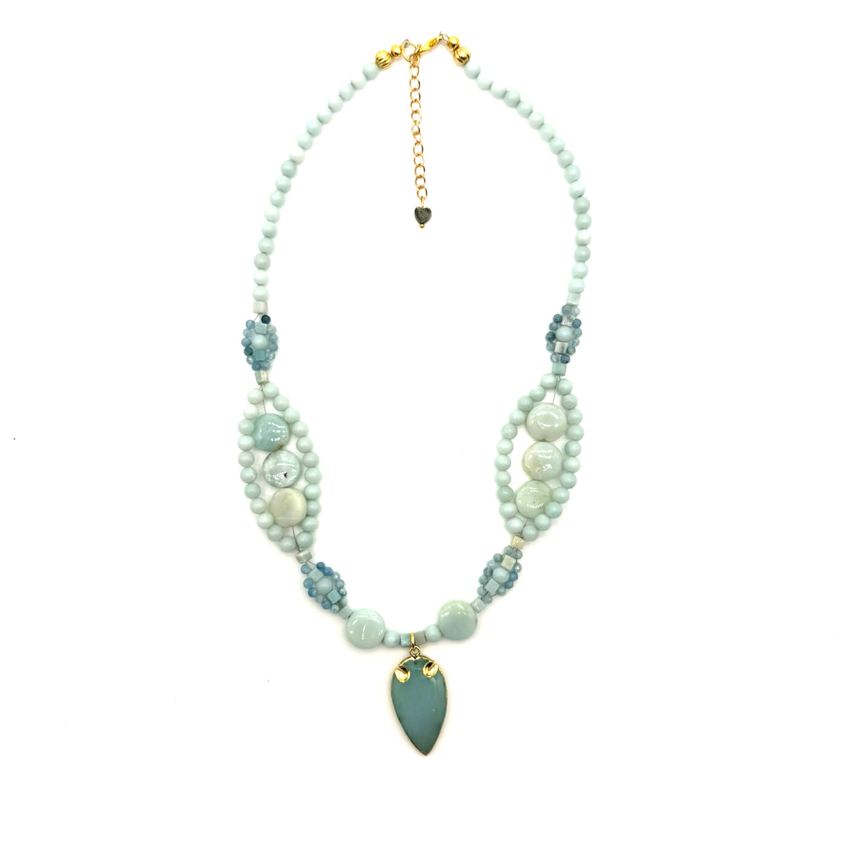 Amanzonite and Chalcedony Arrowhead Pendant Necklace one-of-a-kind