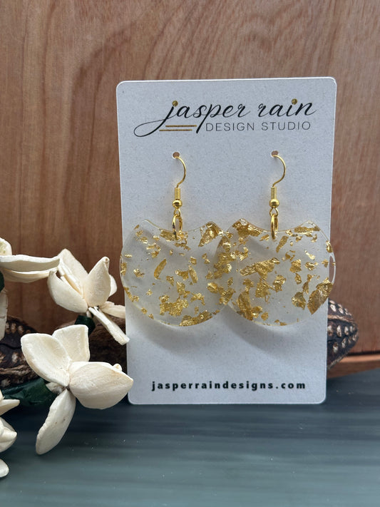 Gold Flake Coin Resin Earrings