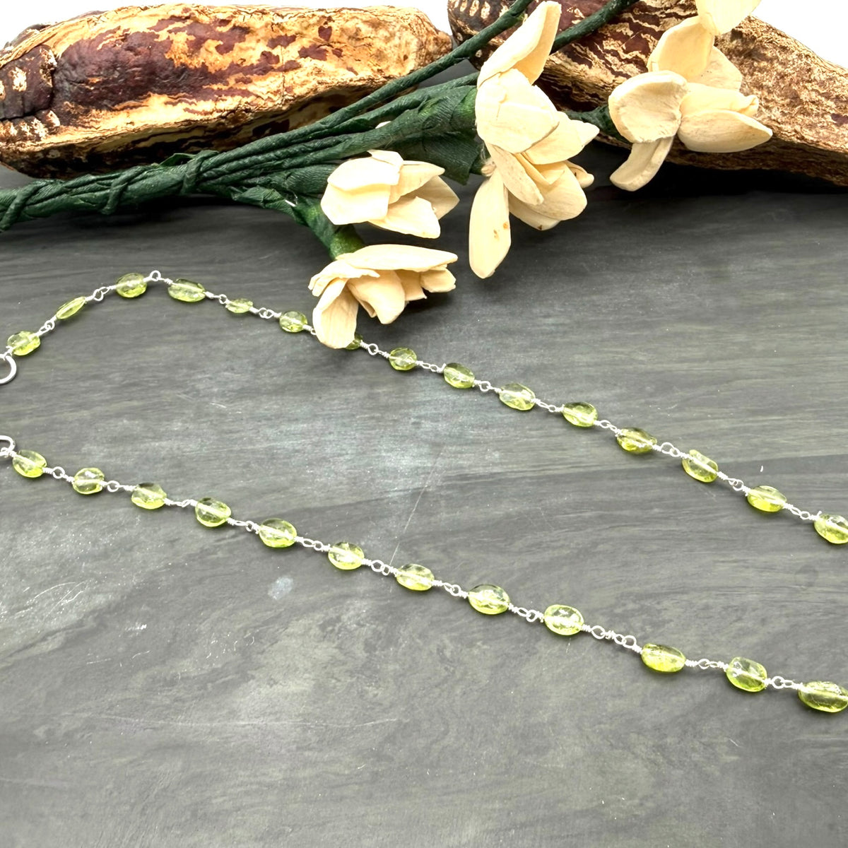 Peridot Crystal wire-wrapped Necklace