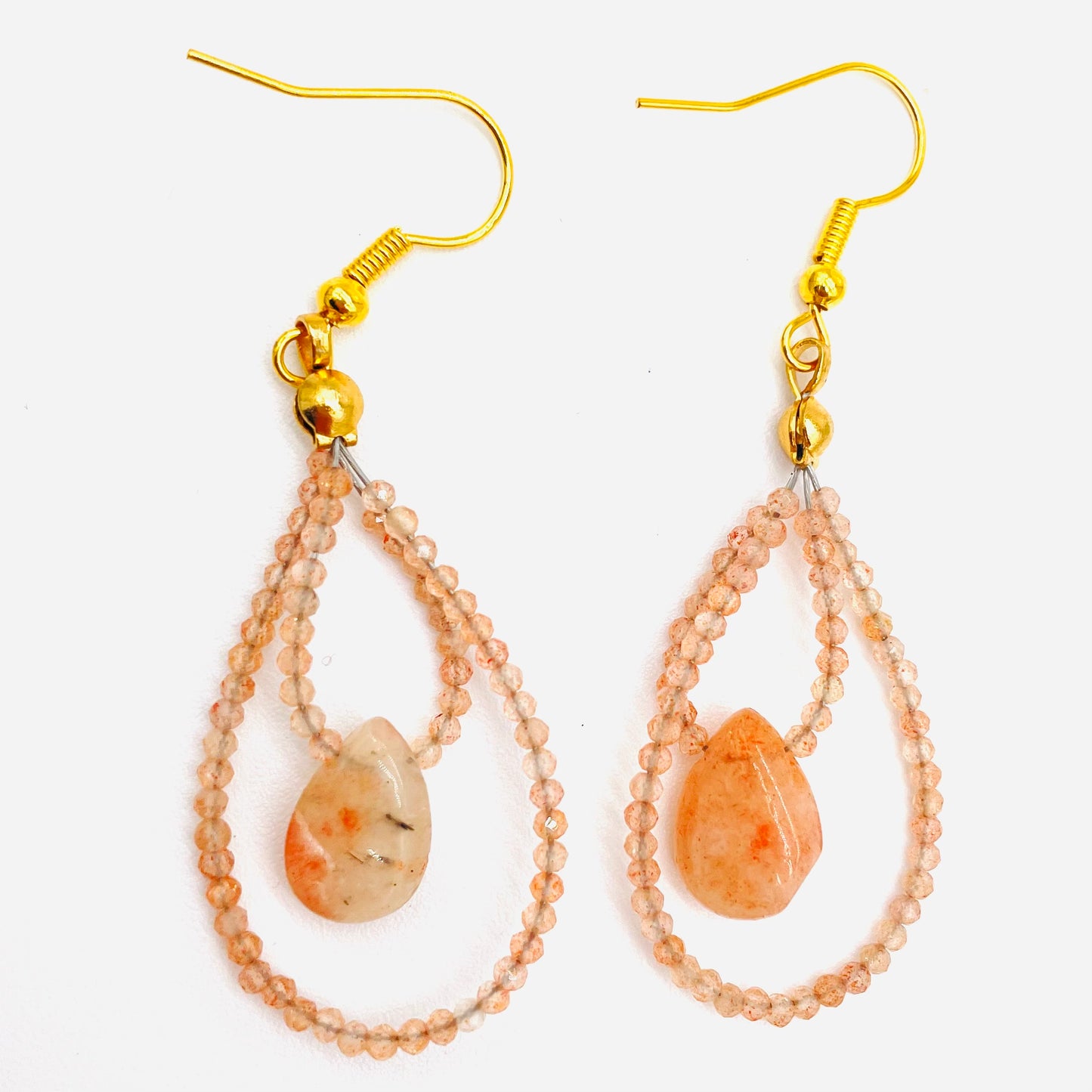 Sparkling Sunstone dainty teardrop earrings