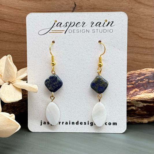 Freshwater Pearl & Emerald earrings