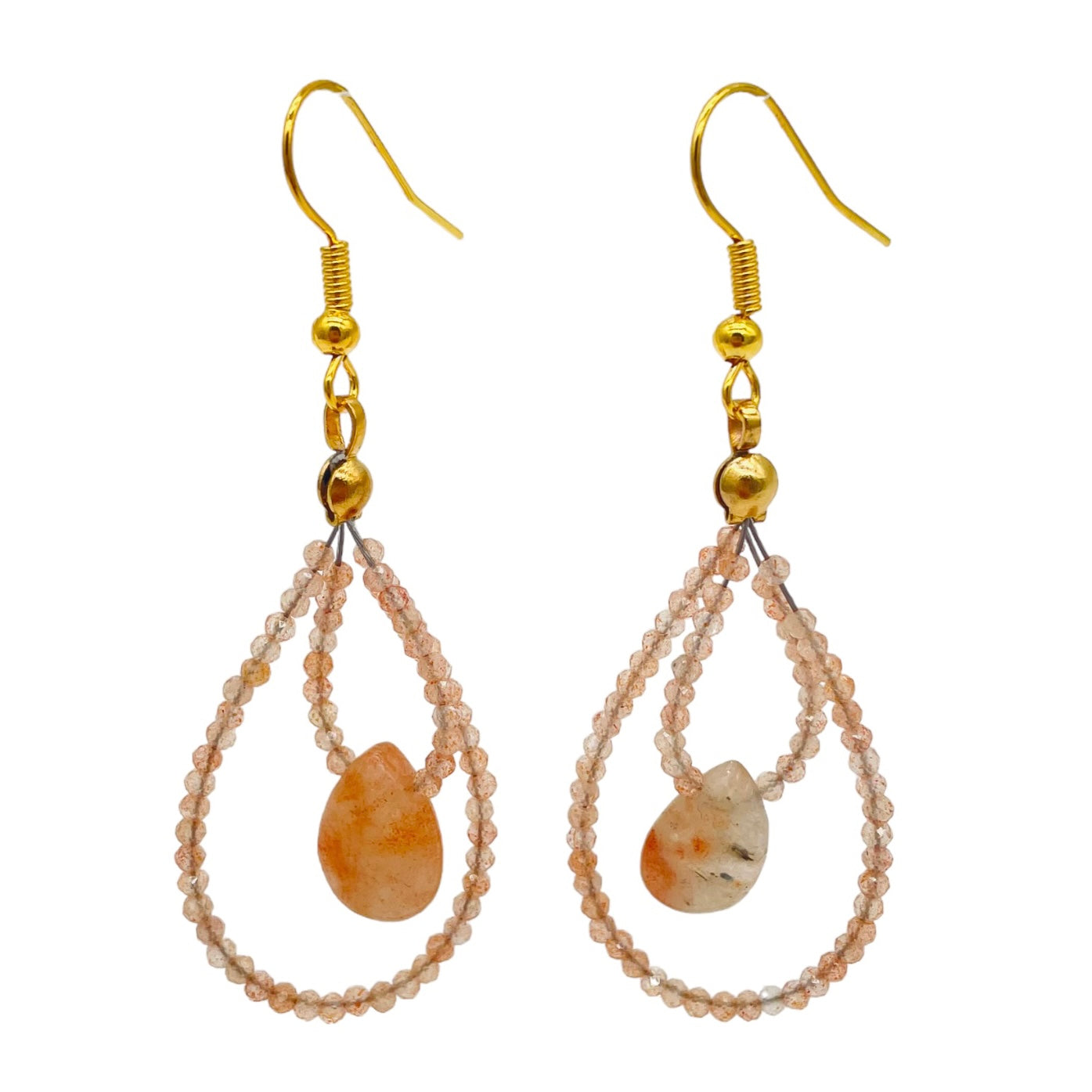 Sparkling Sunstone dainty teardrop earrings