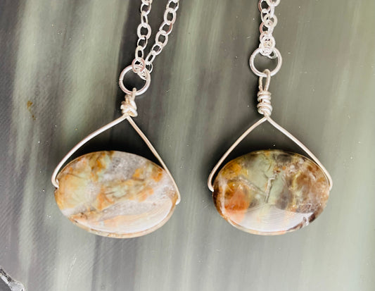 Rainforest Jasper wire-wrapped pendant necklace