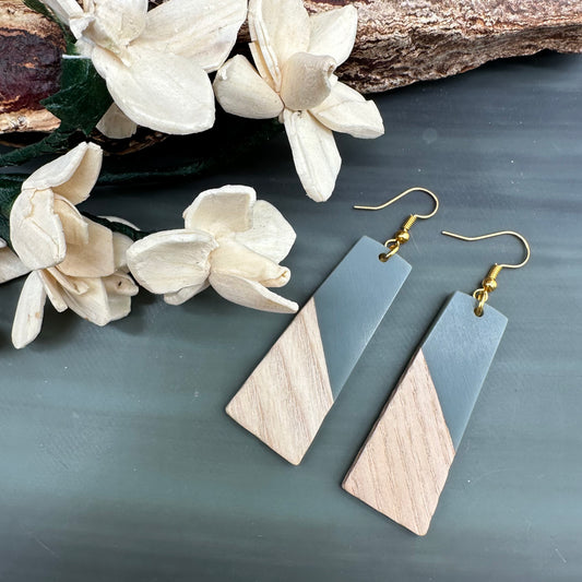 Resin and wood earrings