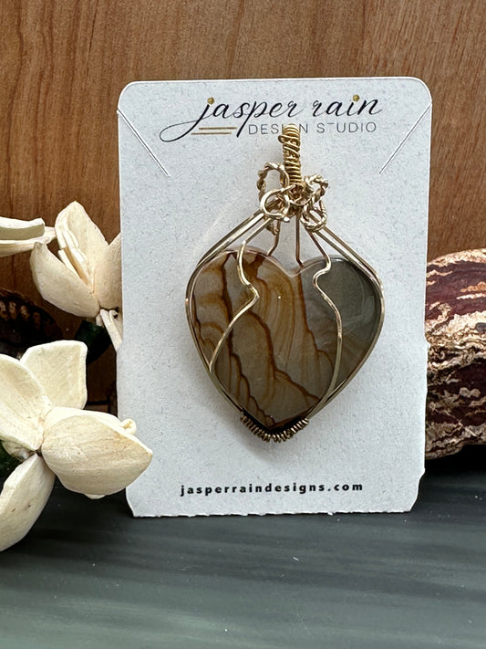 Owyhee picture Jasper heart pendant
