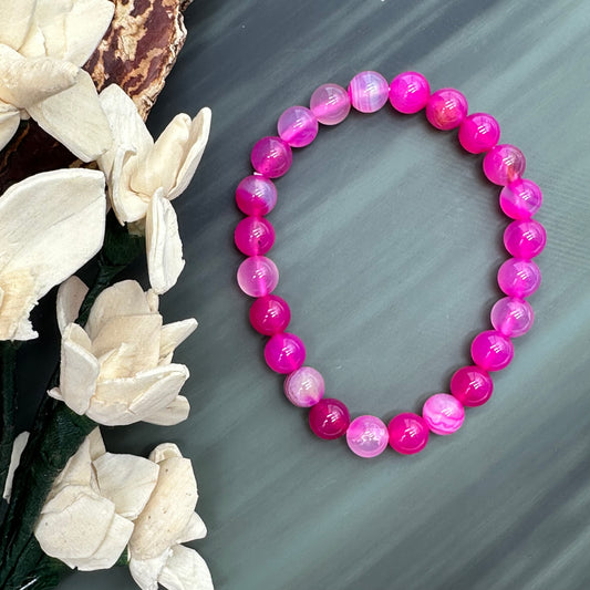 Pink Agate Gemstone Bracelet