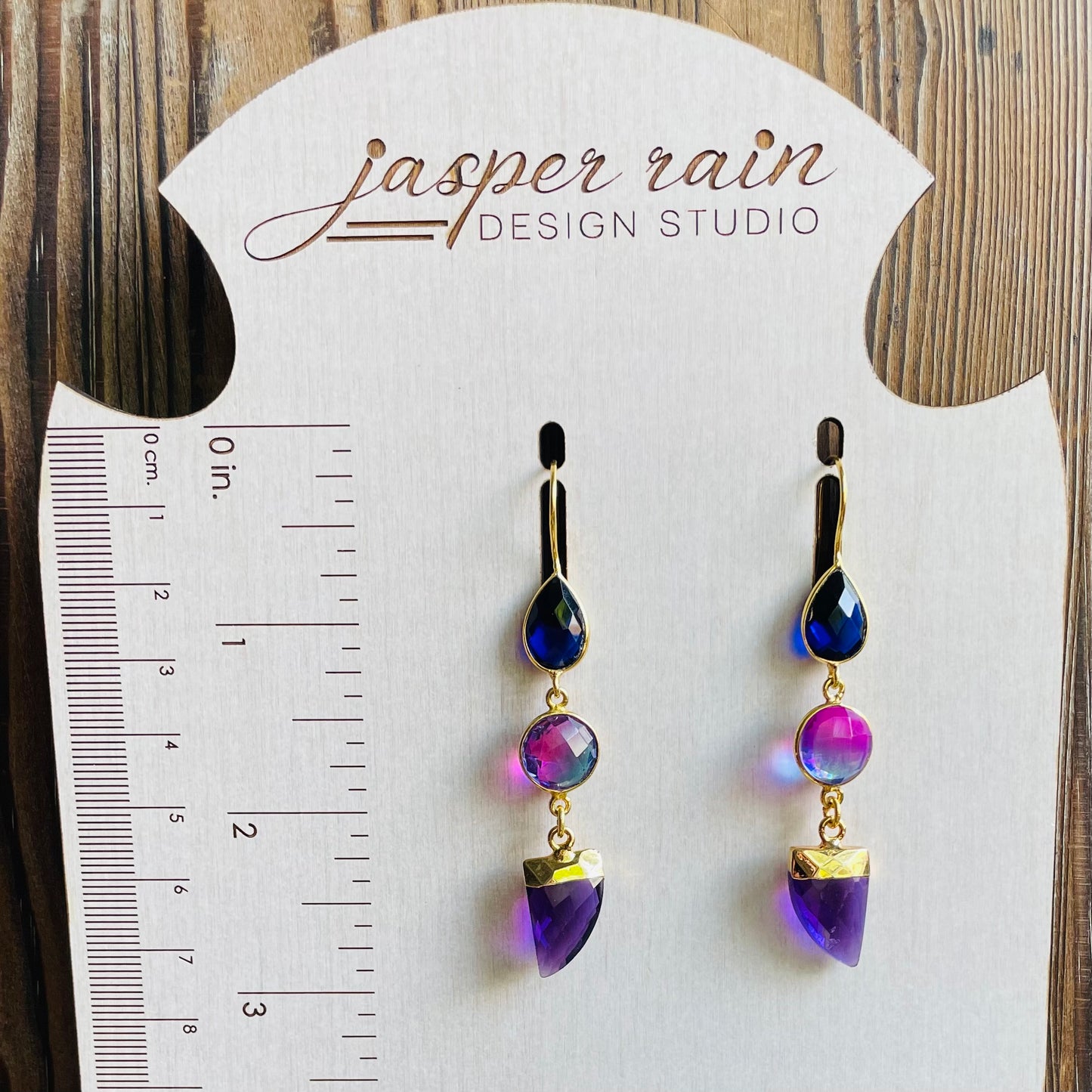 Faceted Amethyst Tiger Nail Charms with Bi-Aura double quartz and hydro sapphires