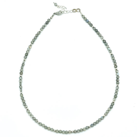 Dainty Labradorite and silver necklace, adjustable