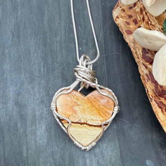 Chicken Track Jasper heart silver pendant- a little piece of the Wild West