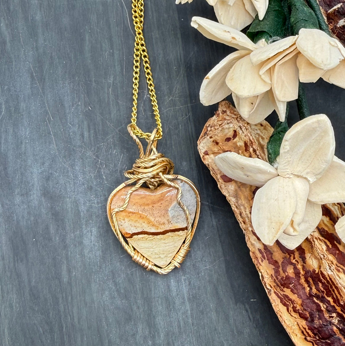 Chicken Track Jasper heart pendant- a little piece of the Wild West