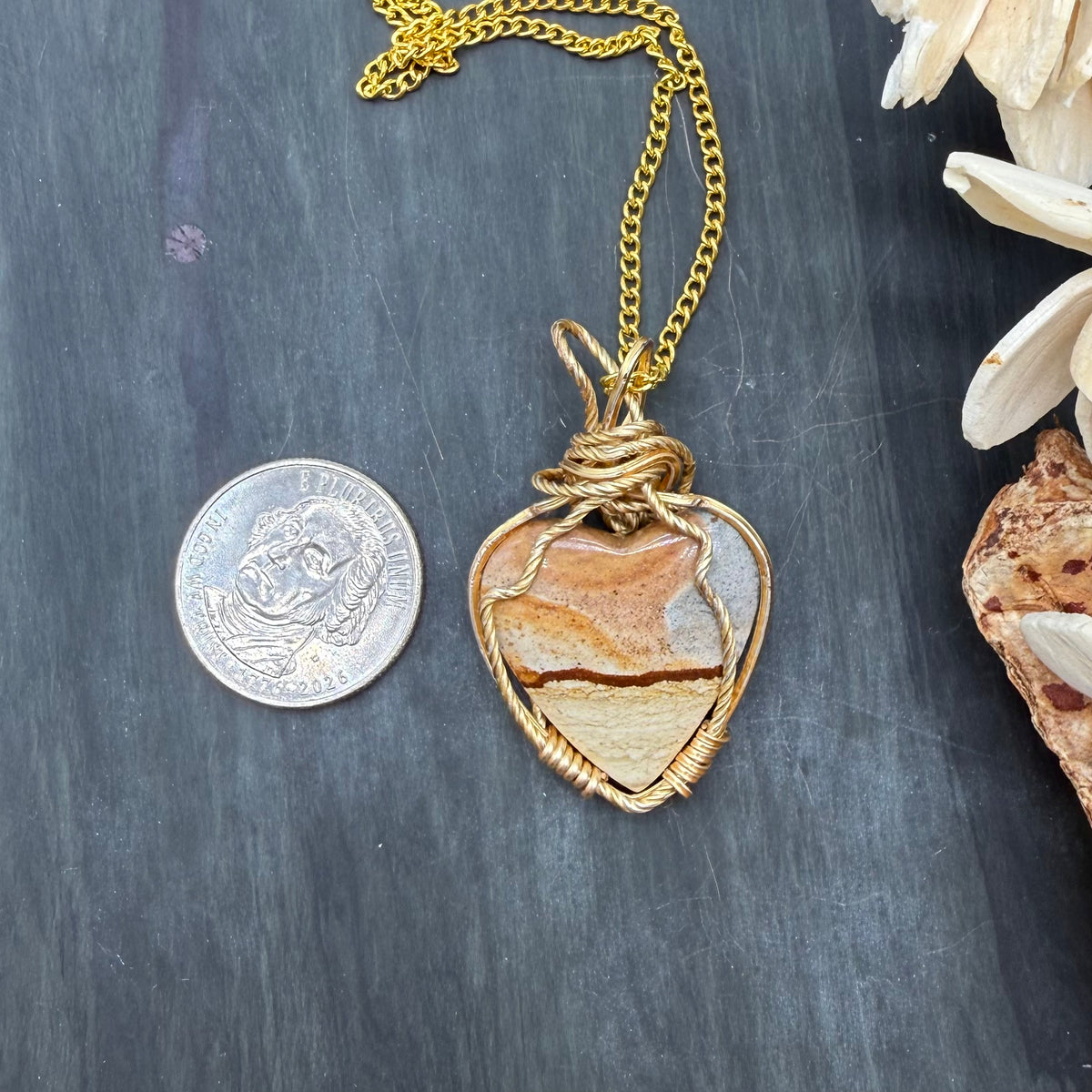 Chicken Track Jasper heart pendant- a little piece of the Wild West