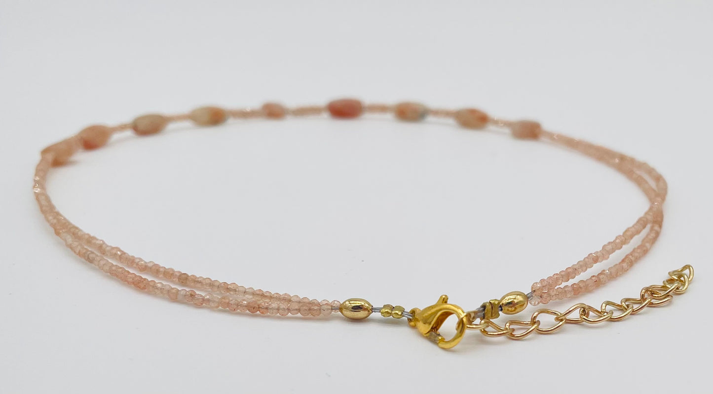 Sparkling Sunstone dainty necklace, adjustable