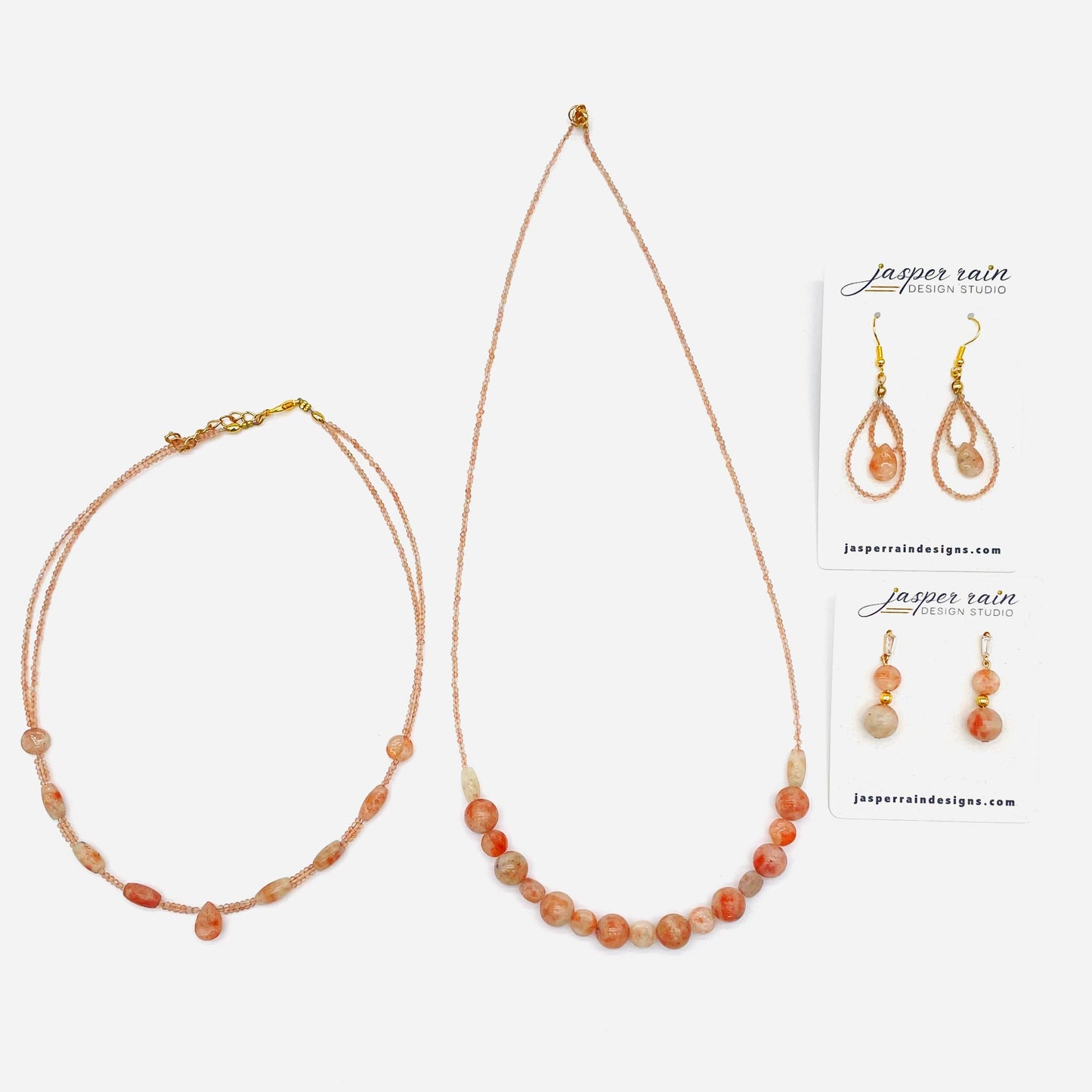 Sparkling Sunstone dainty teardrop earrings