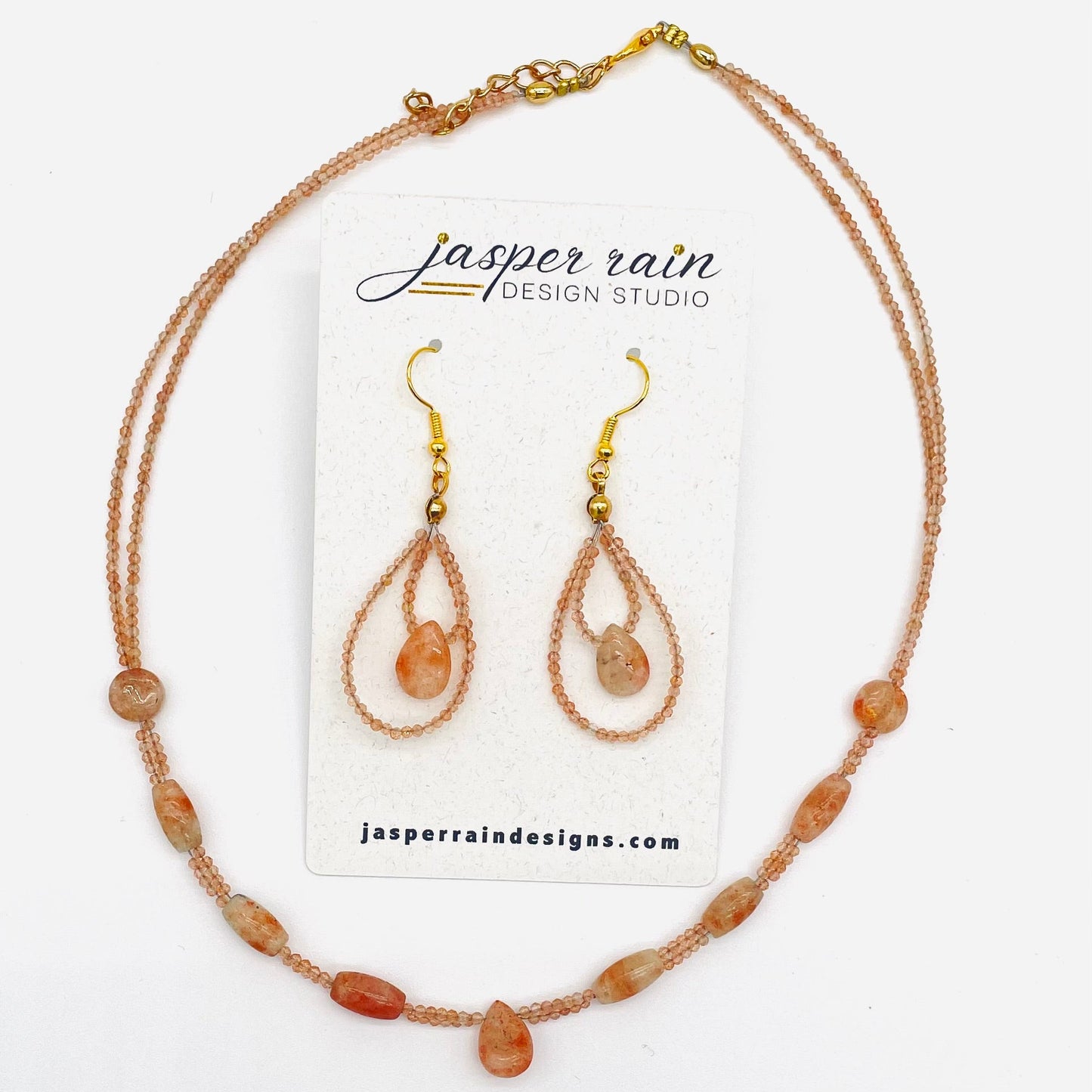 Sparkling Sunstone dainty teardrop earrings