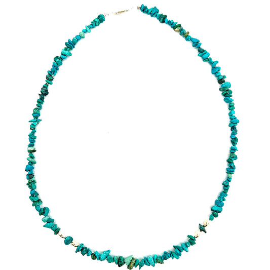 Natural Turquoise Chip and silver necklace