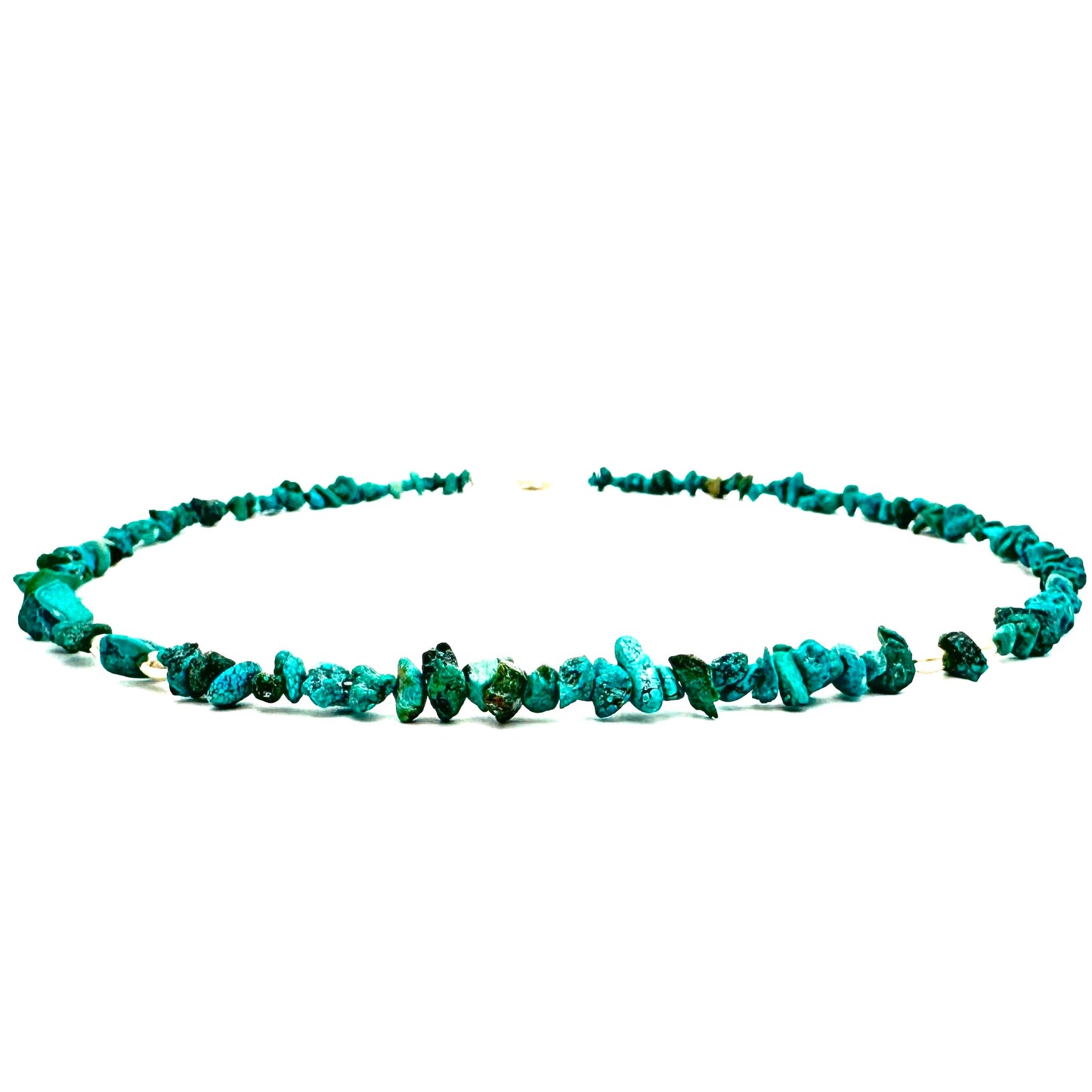 Natural Turquoise Chip and silver necklace