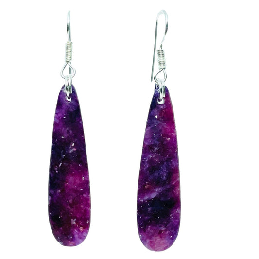 Natural Lepidolite quartz teardrops earrings