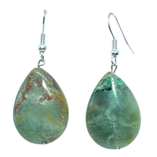 Natural Rainforest Jasper (Rhyolite) teardrop earrings. Handmade drop earrings. Rare gemstones.