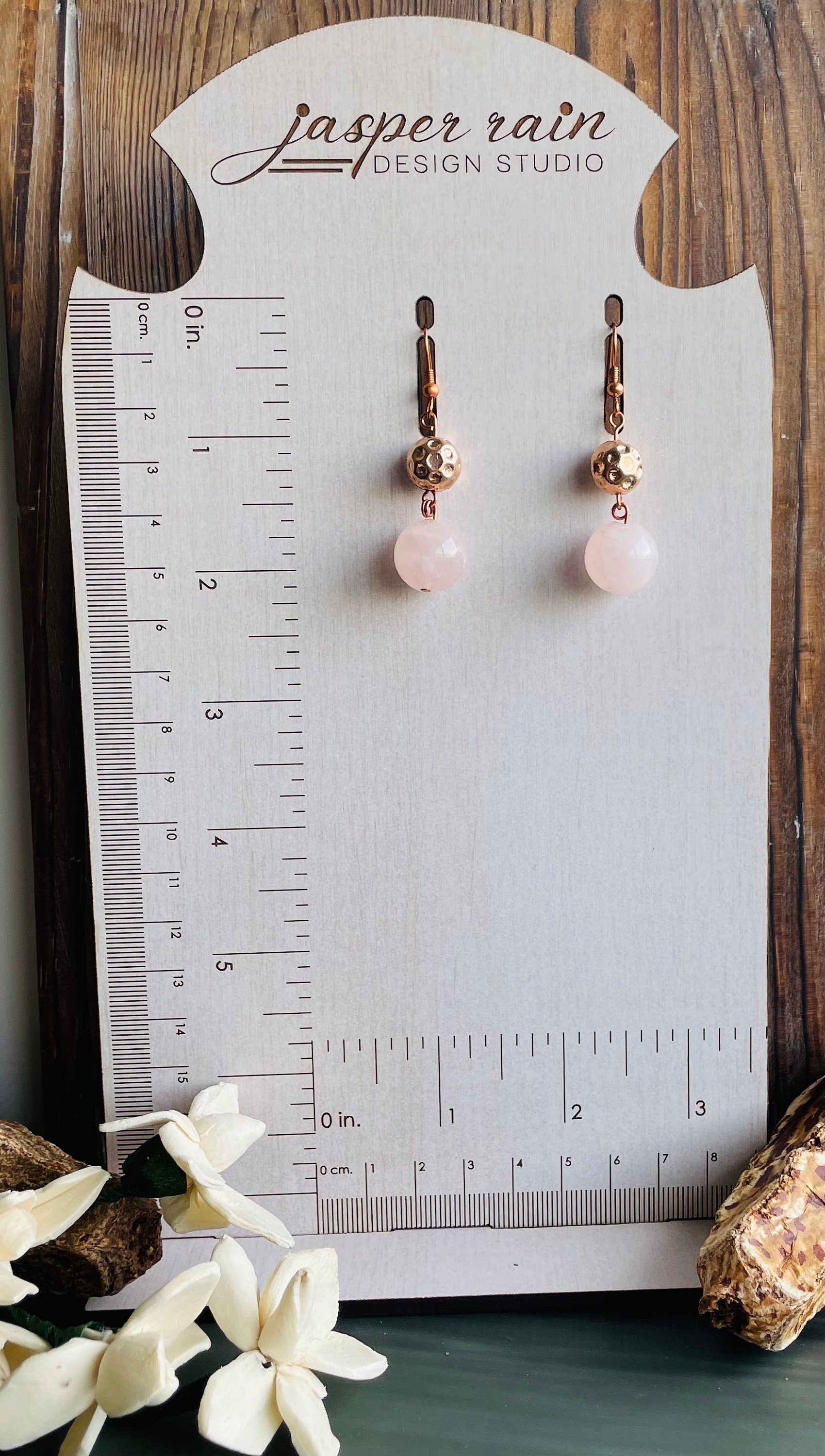 Rose Gold and Rose Quartz dangle earrings