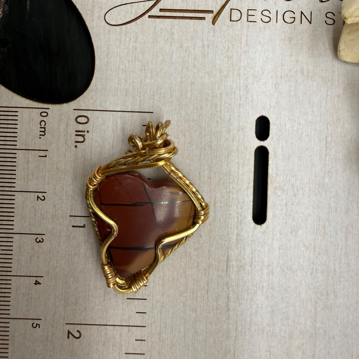 Red Creek Jasper Heart Pendant Necklace – Gold Wire Wrapped