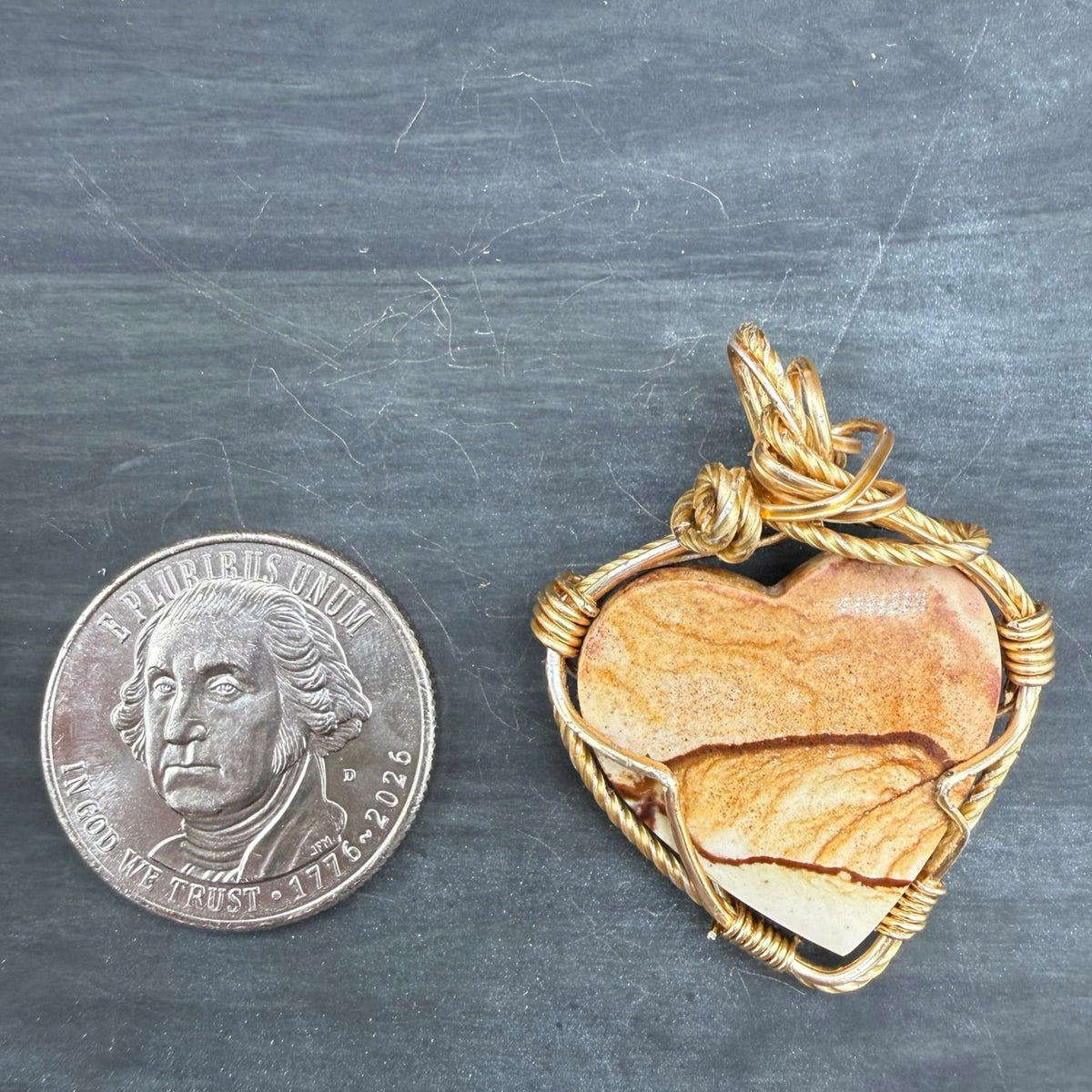 Chicken Track Jasper heart gold pendant- a little piece of the Wild West