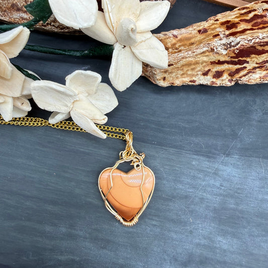 Rare Idaho Bruneau Jasper Heart Pendant | Gold Wire Wrapped Gemstone Jewelry