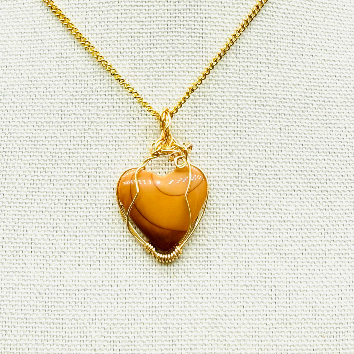 Rare Idaho Bruneau Jasper Heart Pendant | Gold Wire Wrapped Gemstone Jewelry