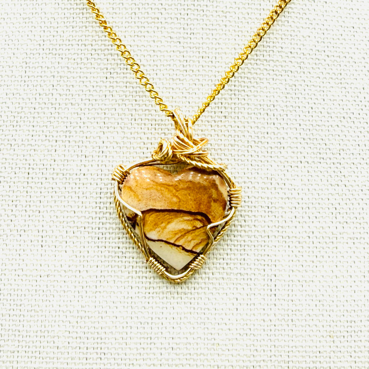 Chicken Track Jasper heart gold pendant- a little piece of the Wild West