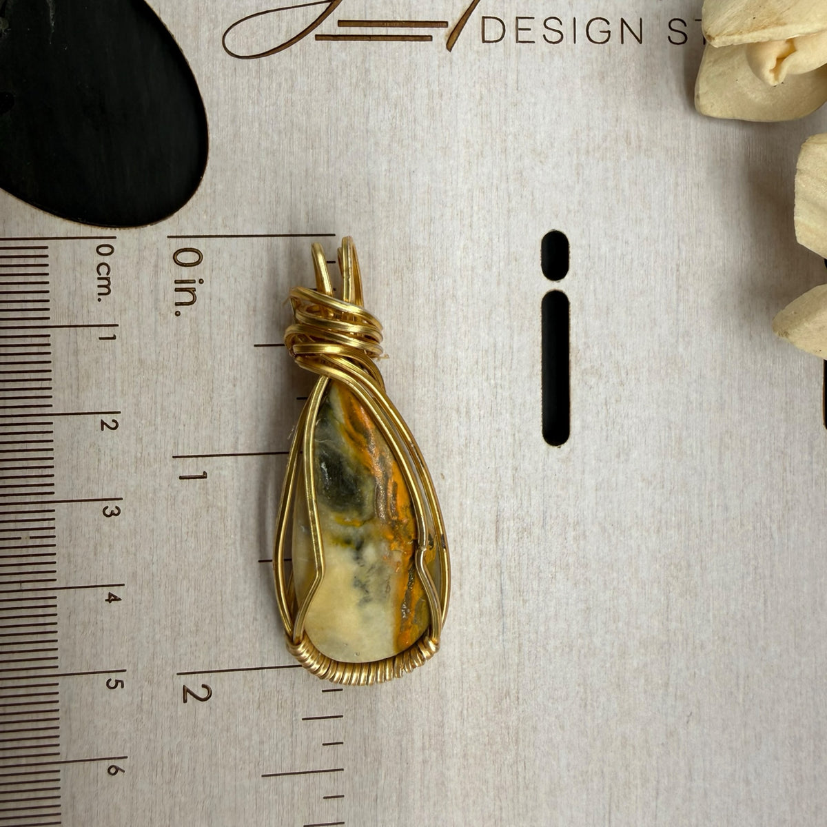 Bumble Bee Jasper Pendant – Gold Wire Wrapped Gemstone Necklace