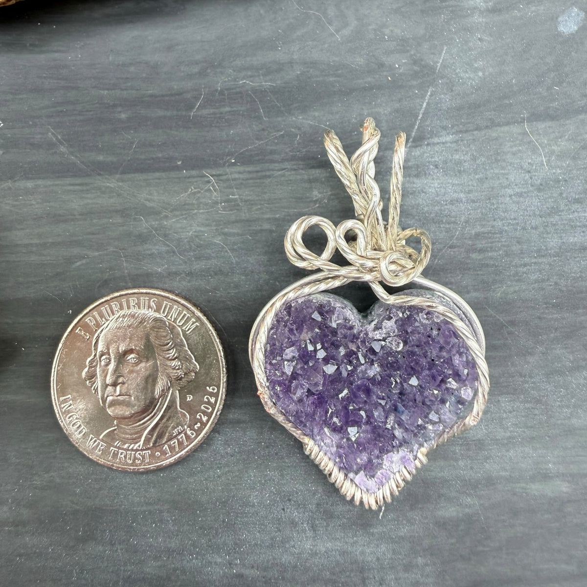 Druzy Amethyst Pendant – gold or silver Wire Wrapped Gemstone Necklace
