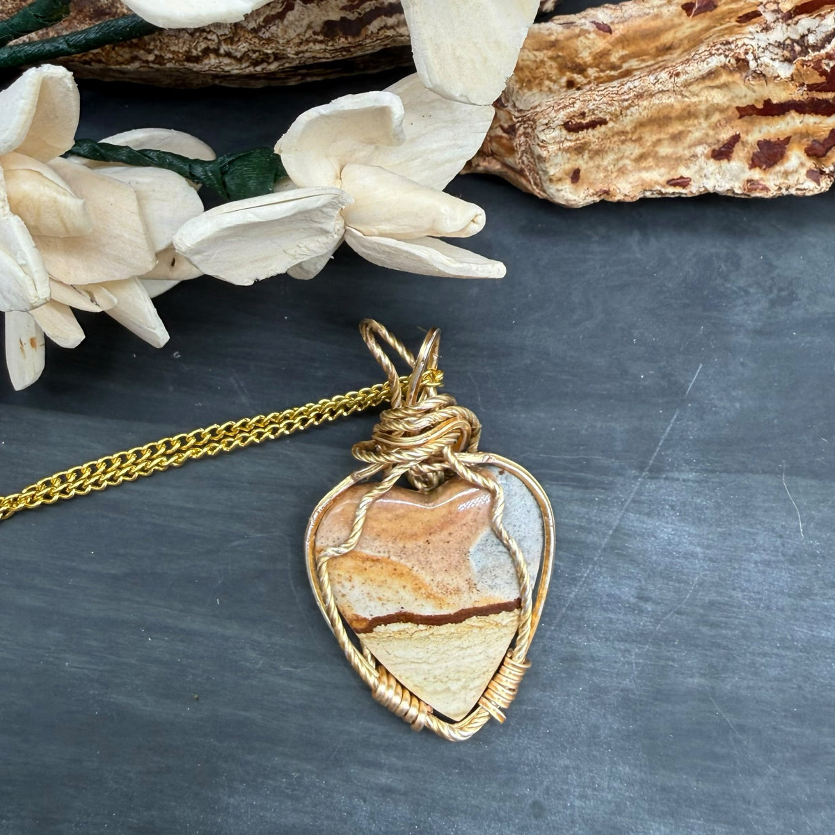 Chicken Track Jasper heart pendant- a little piece of the Wild West