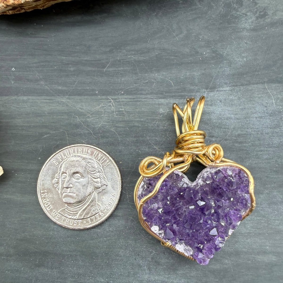 Druzy Amethyst Pendant – gold or silver Wire Wrapped Gemstone Necklace