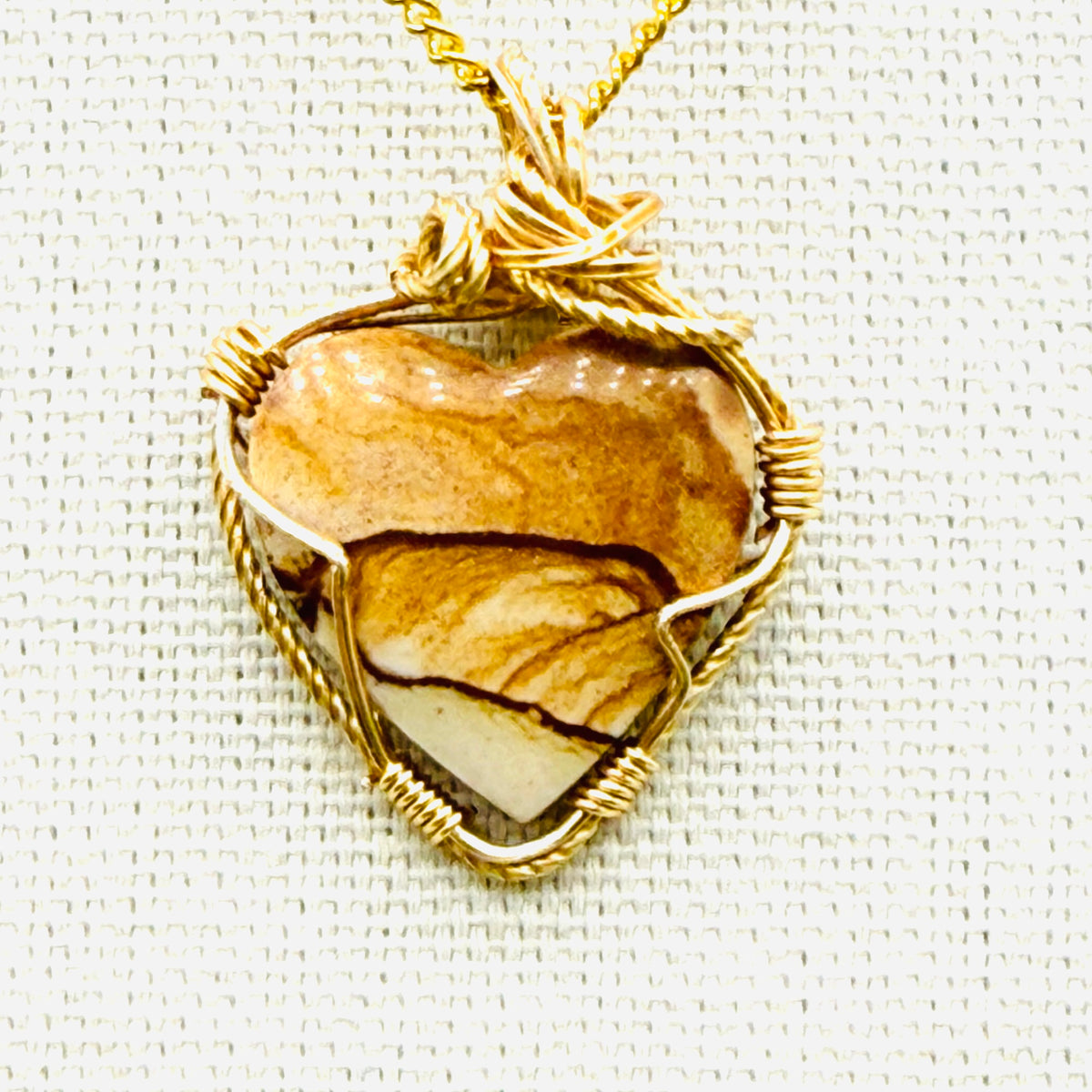 Chicken Track Jasper heart gold pendant- a little piece of the Wild West