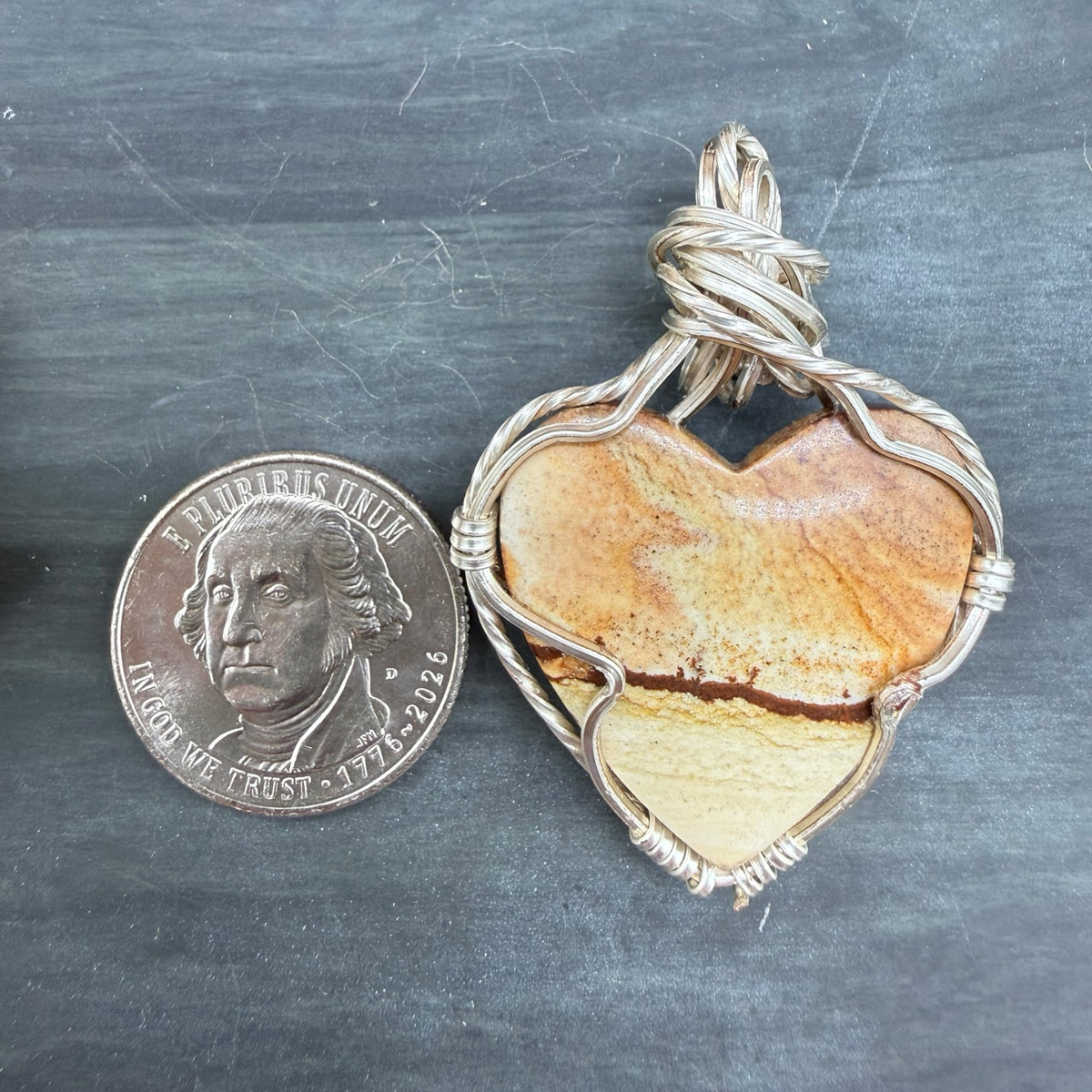 Chicken Track Jasper heart silver pendant- a little piece of the Wild West