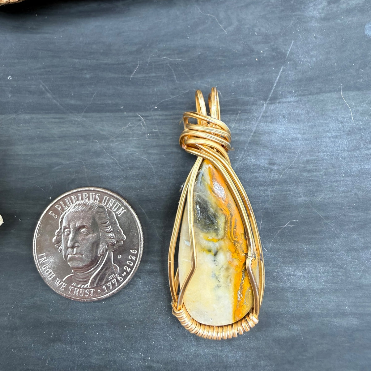 Bumble Bee Jasper Pendant – Gold Wire Wrapped Gemstone Necklace