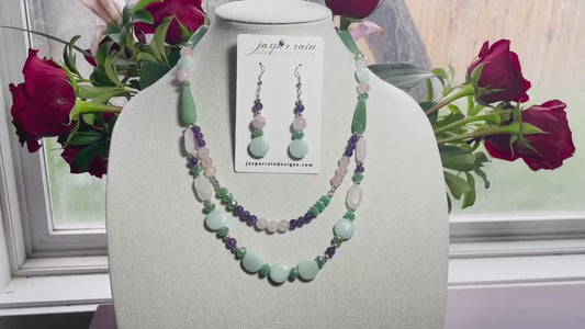 ONE-OF-A-KIND Set featuring Amazonite, Crystal, Amethyst, Jade and Rose quartz