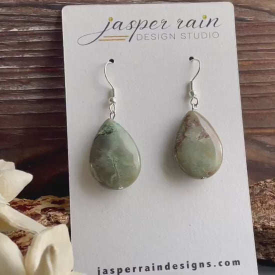 Rainforest Jasper (Rhyolite) teardrop earrings
