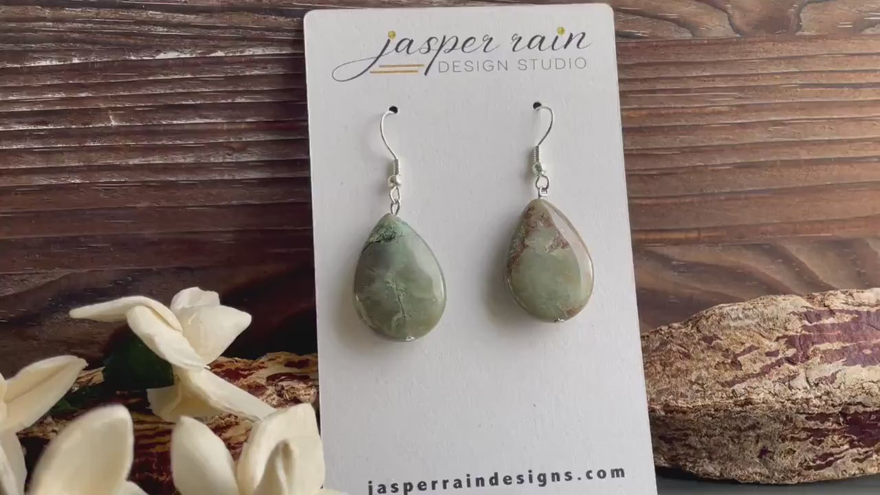 Rainforest Jasper (Rhyolite) teardrop earrings